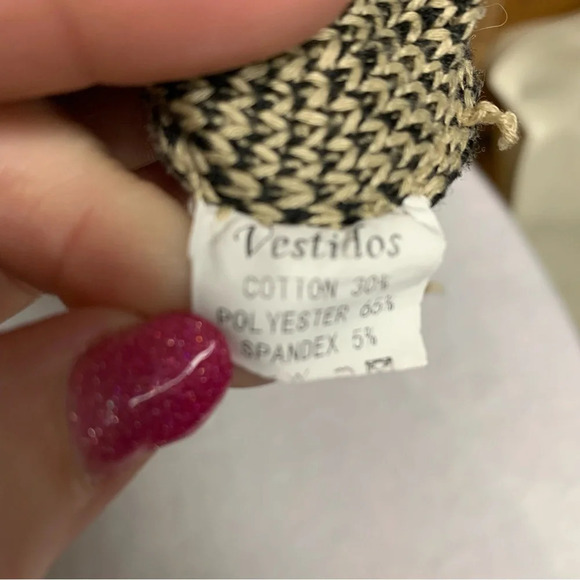 Vestidos beige/black sweater v neck size large oversized - Picture 2 of 6